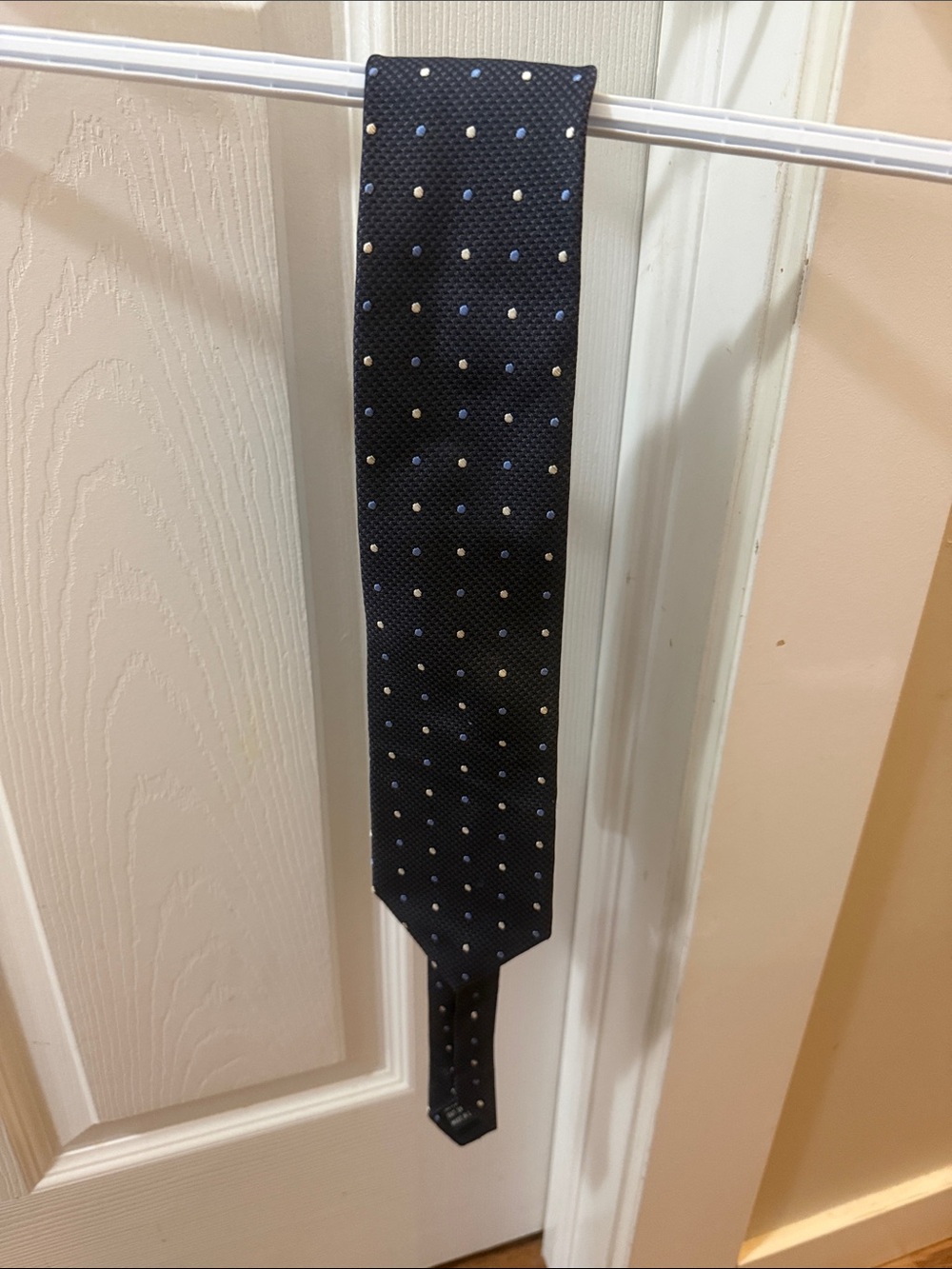 Pronto Uomo Black Tie with Blue and White Polka Dots